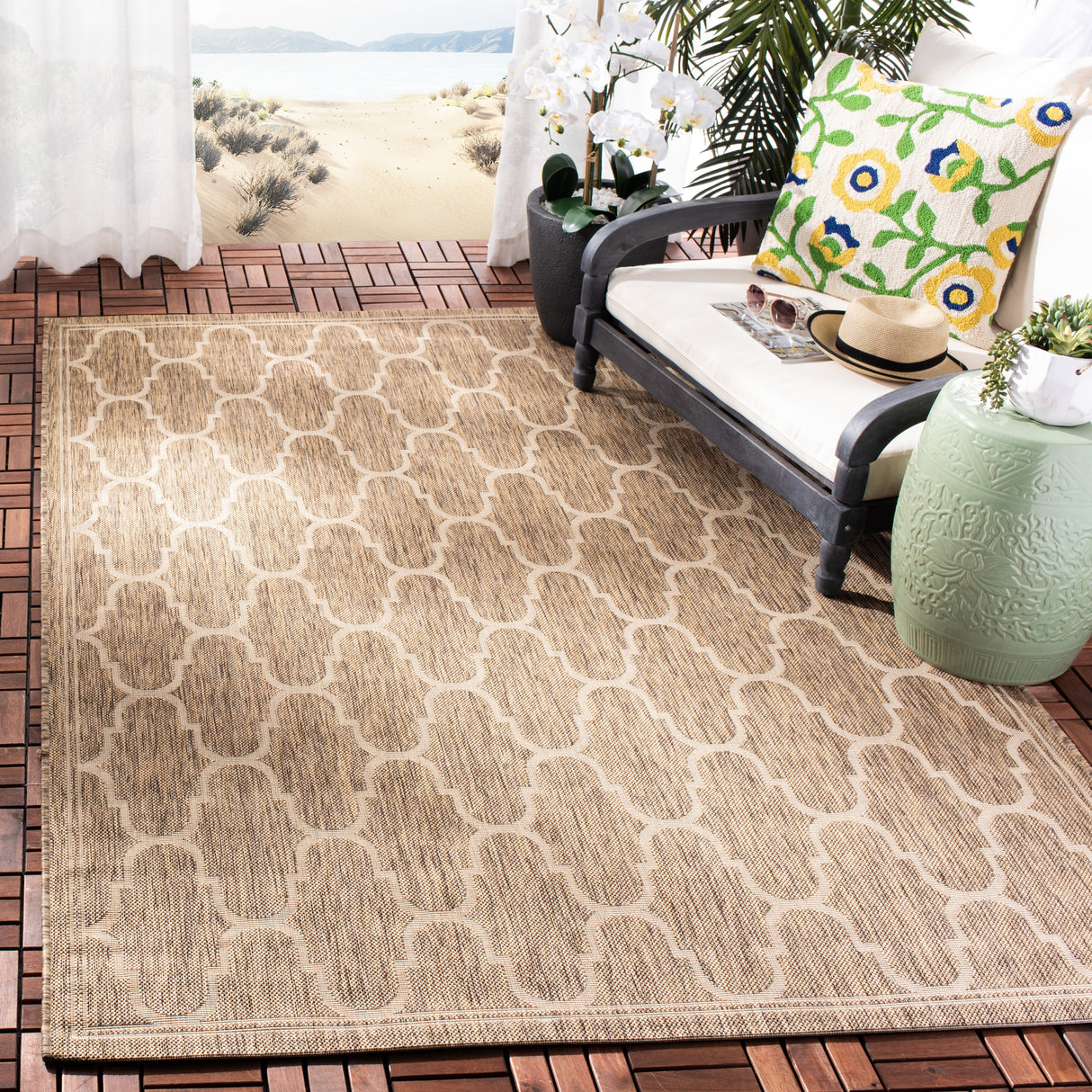 SAFAVIEH Courtyard Sufia Waterproof Trellis Backyard Patio Rug