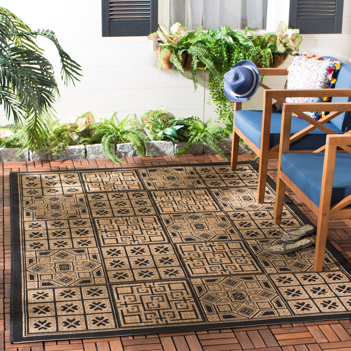 SAFAVIEH Courtyard Syeda Indoor/ Outdoor Waterproof Patio Backyard Rug