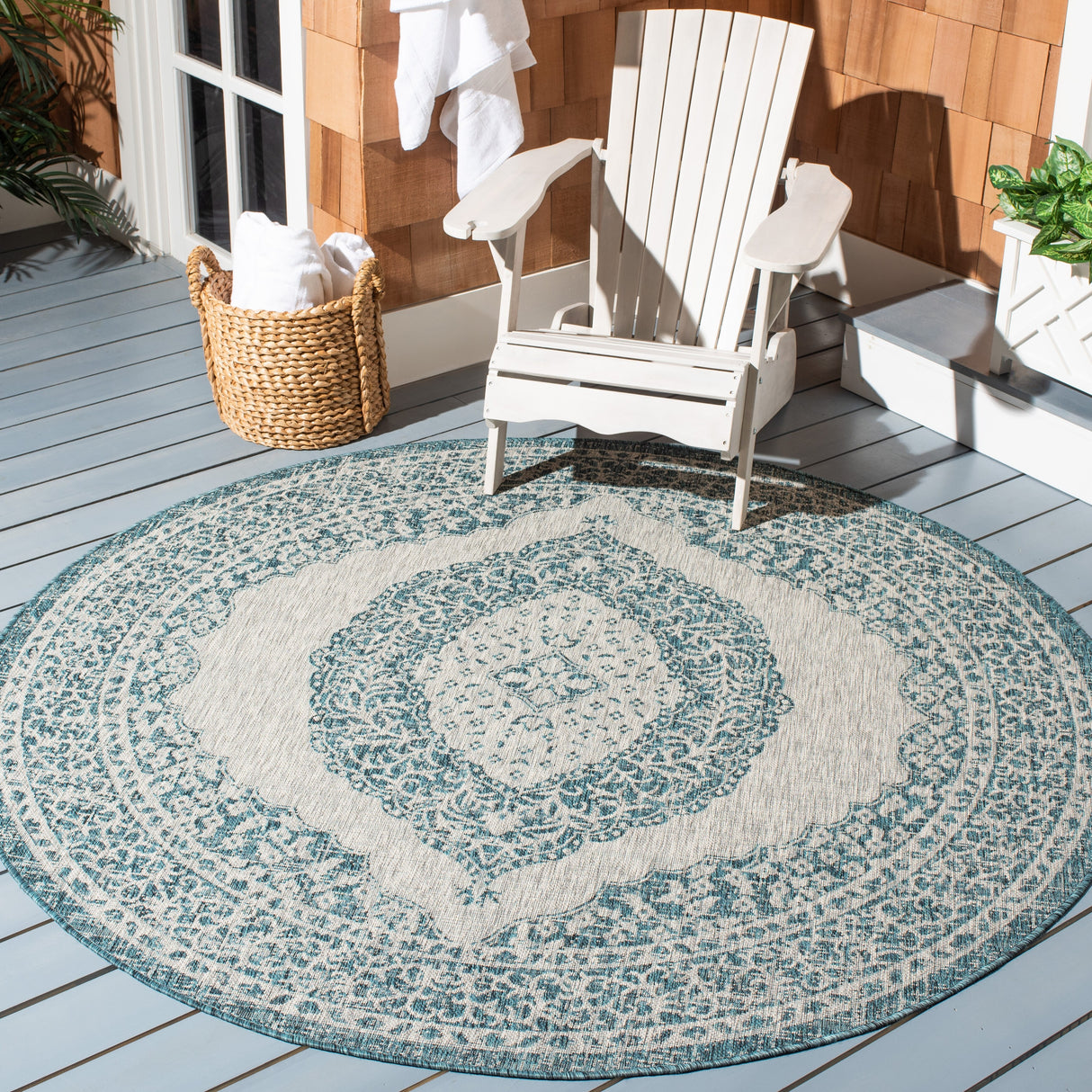 SAFAVIEH Courtyard Thoma Medallion Indoor/ Outdoor Waterproof Patio Backyard Rug