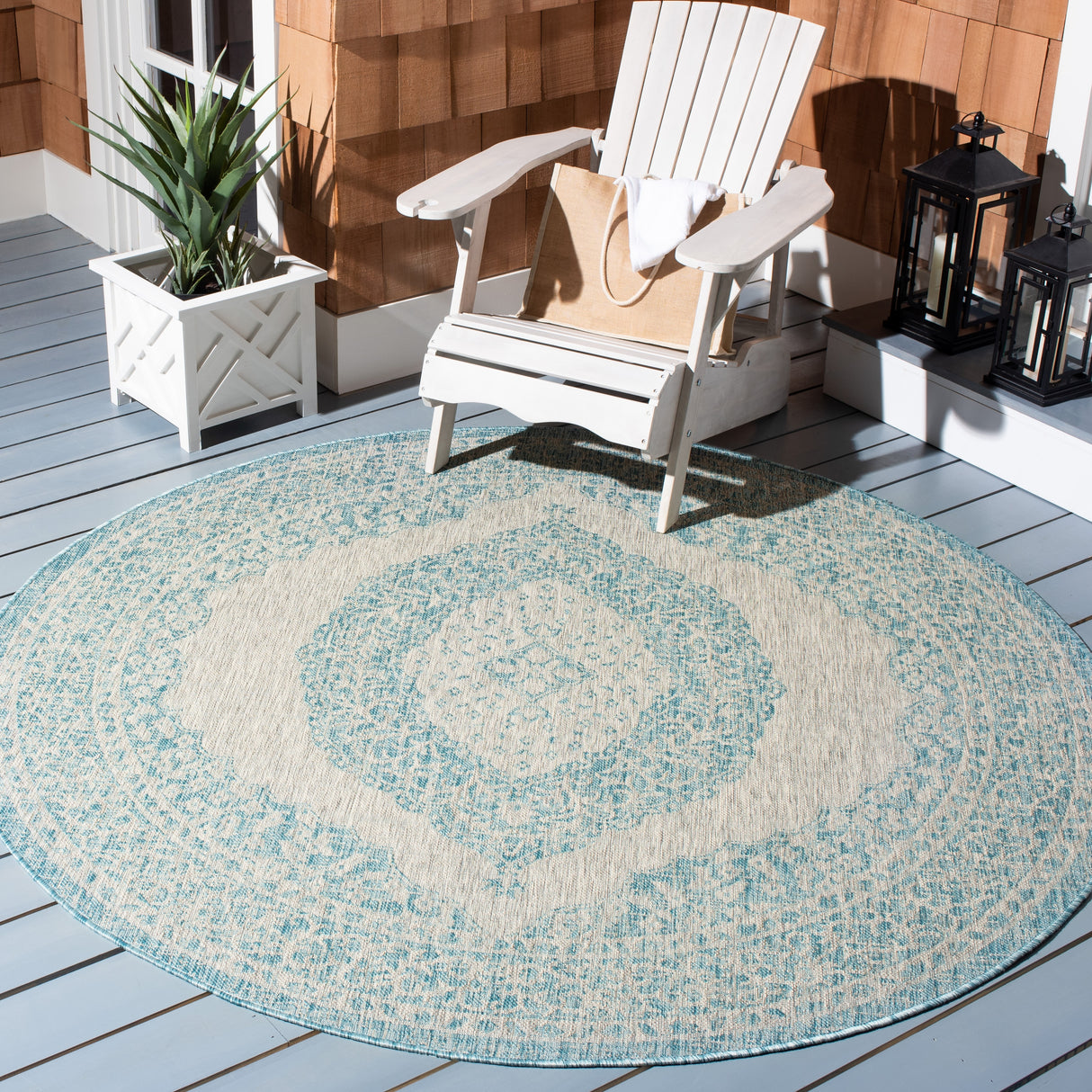 SAFAVIEH Courtyard Thoma Medallion Indoor/ Outdoor Waterproof Patio Backyard Rug