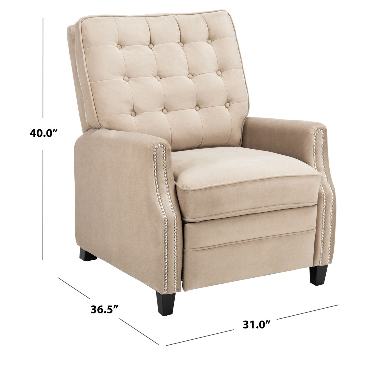 SAFAVIEH Couture Adriene Tufted Recliner - 31" W x 36.5" L x 40" H