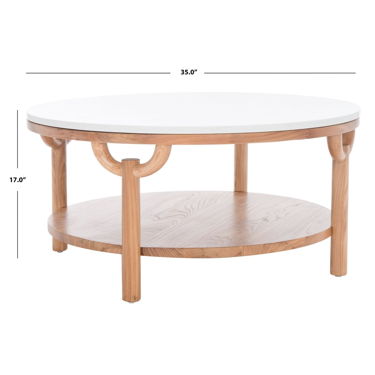 SAFAVIEH Couture Aive 2-Tier Marble Top Round Coffee Table - 35 In. W x 35 In. D x 17 In. H - 35Wx35Dx17H