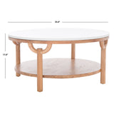 SAFAVIEH Couture Aive 2-Tier Marble Top Round Coffee Table - 35 In. W x 35 In. D x 17 In. H - 35Wx35Dx17H