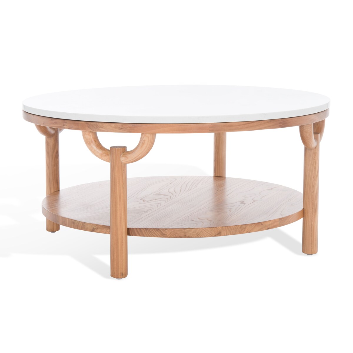 SAFAVIEH Couture Aive 2-Tier Marble Top Round Coffee Table - 35 In. W x 35 In. D x 17 In. H - 35Wx35Dx17H