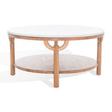 SAFAVIEH Couture Aive 2-Tier Marble Top Round Coffee Table - 35 In. W x 35 In. D x 17 In. H - 35Wx35Dx17H