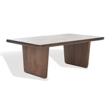 SAFAVIEH Couture Ajrie Walnut Wood Coffee Table - 44" W x 26" D x 16" H - 44Wx26Dx16H