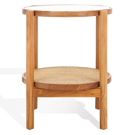 SAFAVIEH Couture Alberdine Rattan/Glass Accent Table - 23 In. W x 23 In. D x 24 In. H - 23Wx23Dx24H