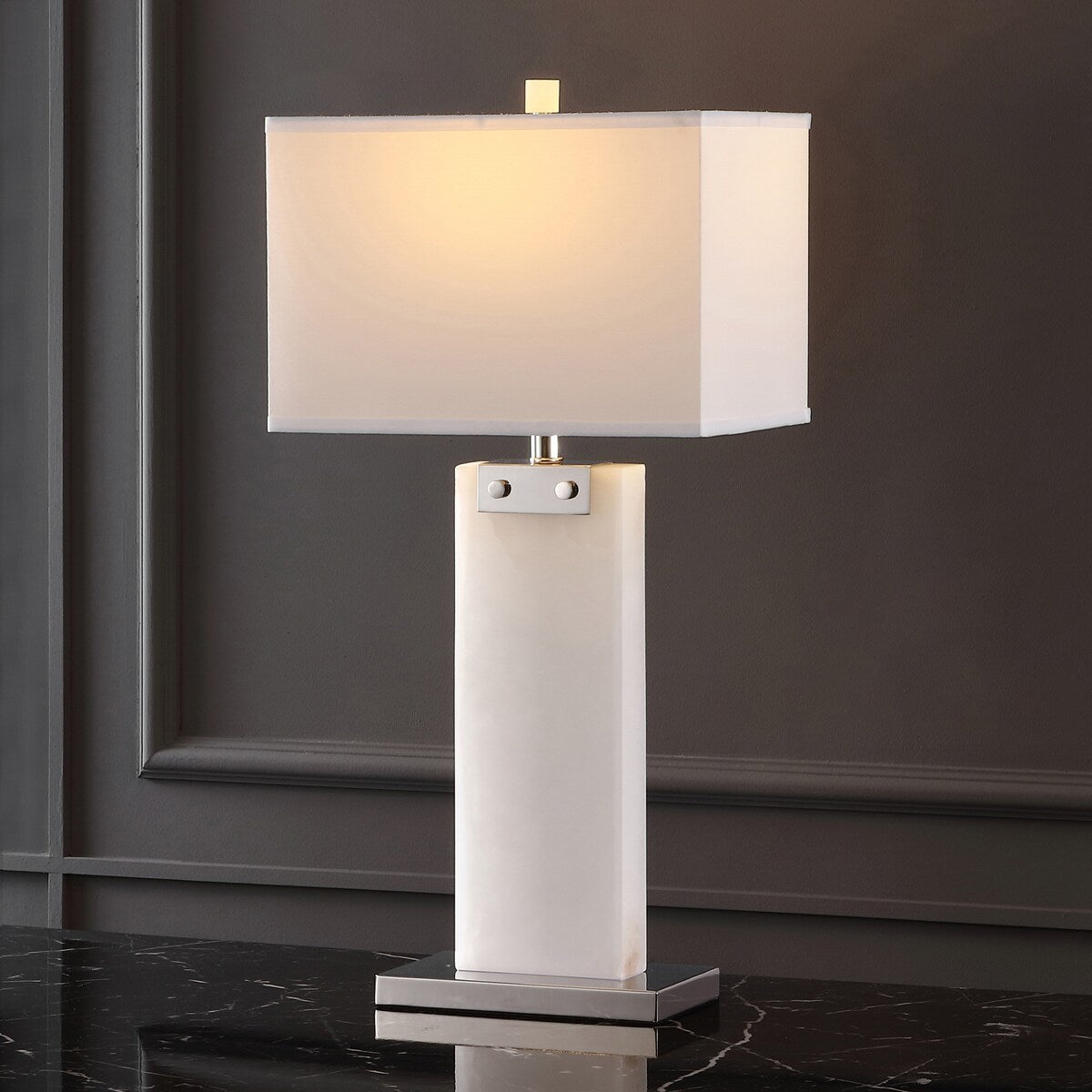 SAFAVIEH Couture Aleksa Alabaster Table Lamp - 15 In W x 10 In D x 30 In H - 15Wx10Dx30H