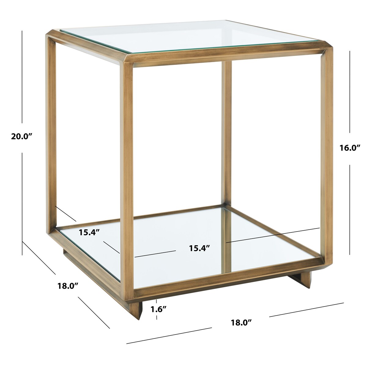 SAFAVIEH Couture Almut Mirrored Accent Table - 18 In W x 18 In D x 20 In H - 18Wx18Dx20H