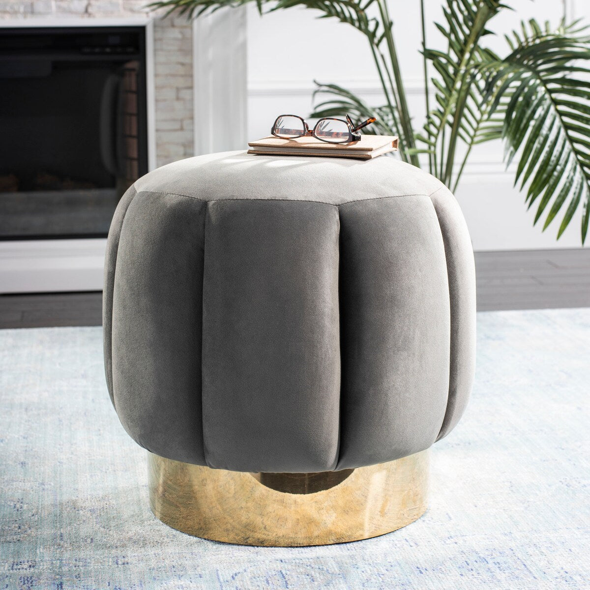 SAFAVIEH Couture Altje Channel Tufted Ottoman