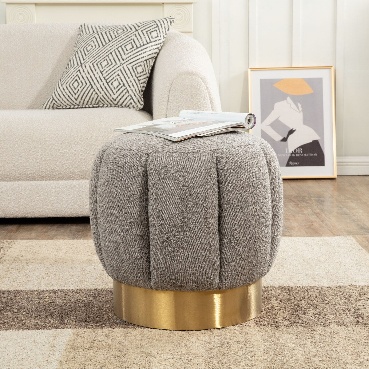 SAFAVIEH Couture Altje Channel Tufted Ottoman