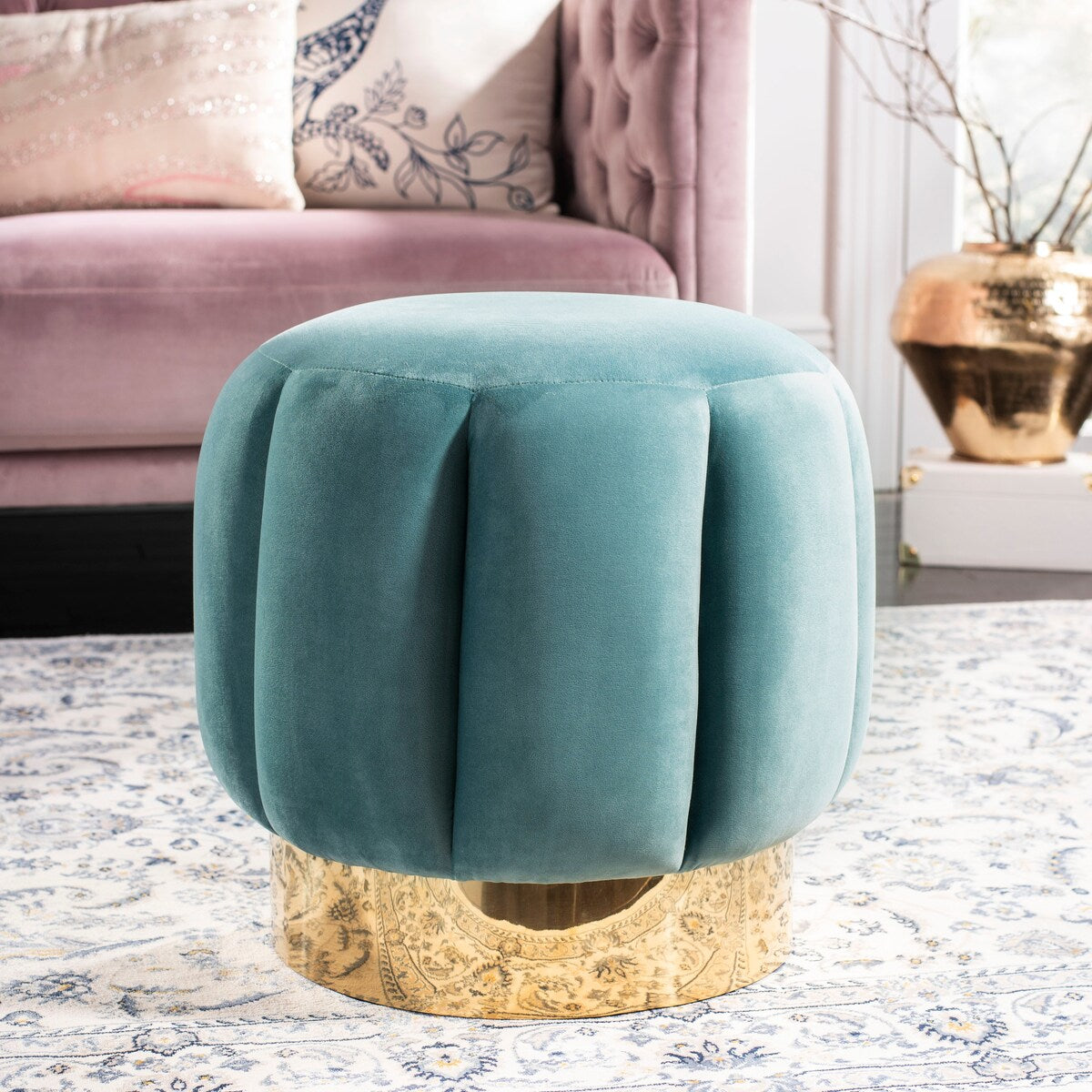 SAFAVIEH Couture Altje Channel Tufted Ottoman