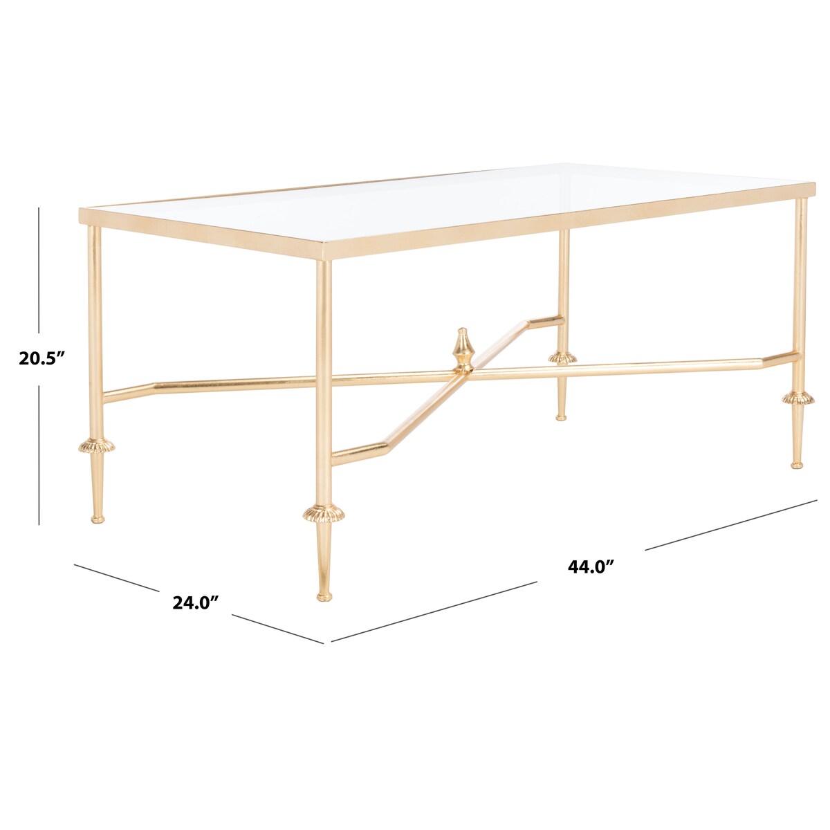 SAFAVIEH Couture Araminta Gold Leaf Coffee Table - 44" W x 24" L x 20.5" H - 44Wx24Dx21H