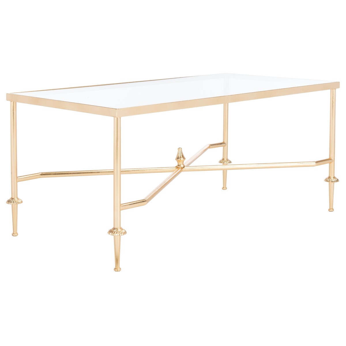 SAFAVIEH Couture Araminta Gold Leaf Coffee Table - 44" W x 24" L x 20.5" H - 44Wx24Dx21H