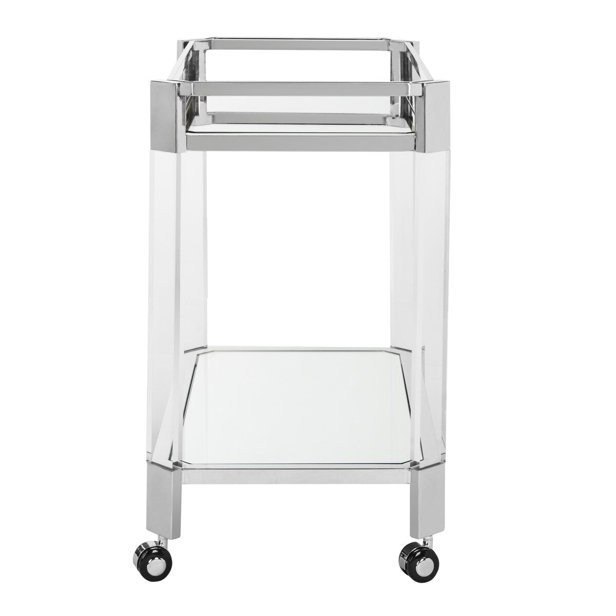 SAFAVIEH Couture Aristodema Couture Iago Mirror Bar Trolley- Clear - 32.4 In W x 18 In D x 30 In H - 32Wx18Dx30H