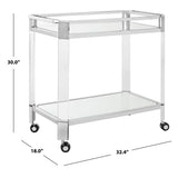 SAFAVIEH Couture Aristodema Couture Iago Mirror Bar Trolley- Clear - 32.4 In W x 18 In D x 30 In H - 32Wx18Dx30H