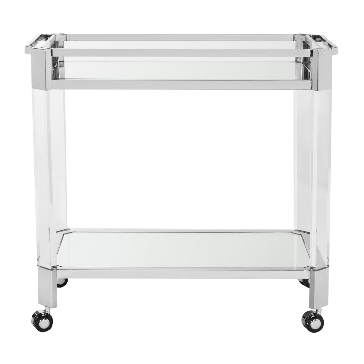 SAFAVIEH Couture Aristodema Couture Iago Mirror Bar Trolley- Clear - 32.4 In W x 18 In D x 30 In H - 32Wx18Dx30H