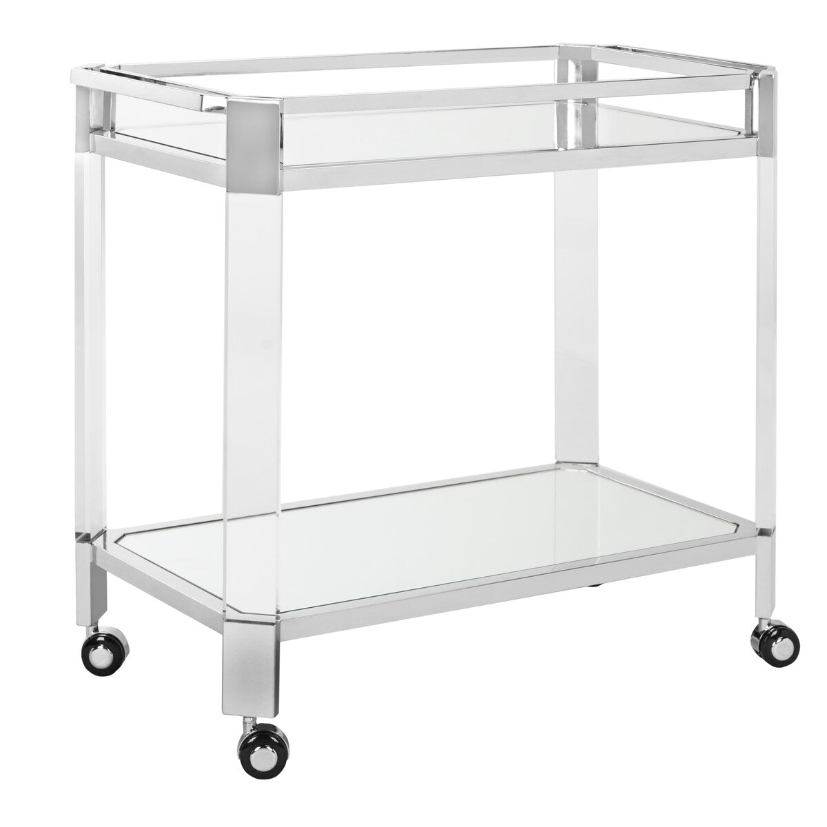 SAFAVIEH Couture Aristodema Couture Iago Mirror Bar Trolley- Clear - 32.4 In W x 18 In D x 30 In H - 32Wx18Dx30H