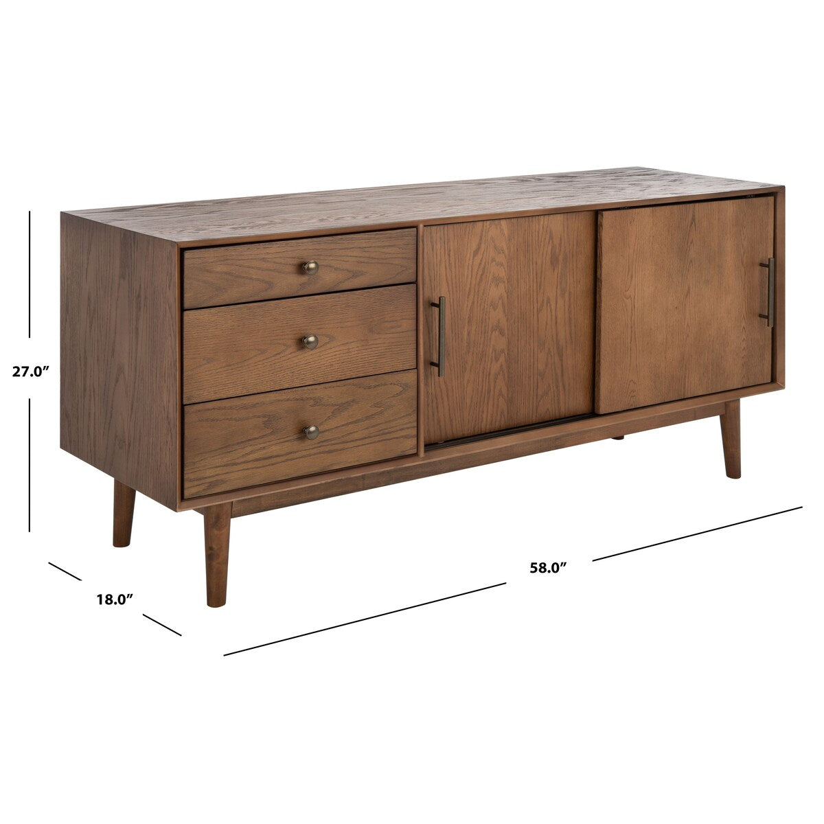 SAFAVIEH Couture Astghik Mid-Century 58-inch Storage TV Media Stand - 58 In W x 18 In D x 27 In H - 58Wx18Dx27H