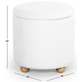 SAFAVIEH Couture Becka Round Boucle Storage Ottoma