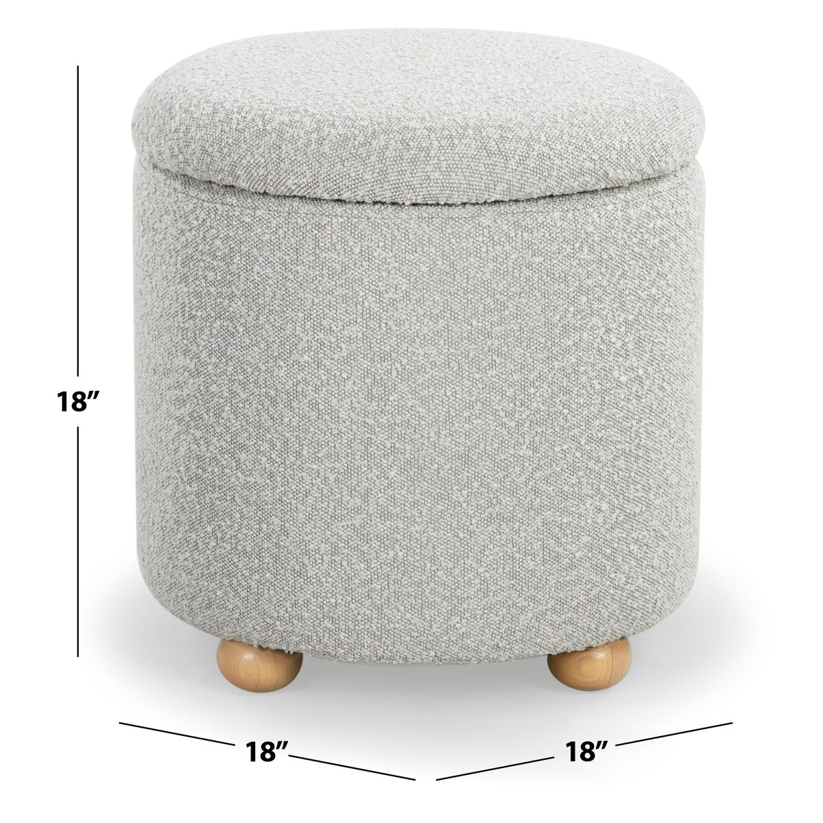 SAFAVIEH Couture Becka Round Boucle Storage Ottoma