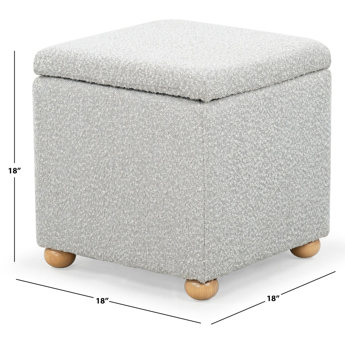 SAFAVIEH Couture Becka Square Boucle Storage Ottoma