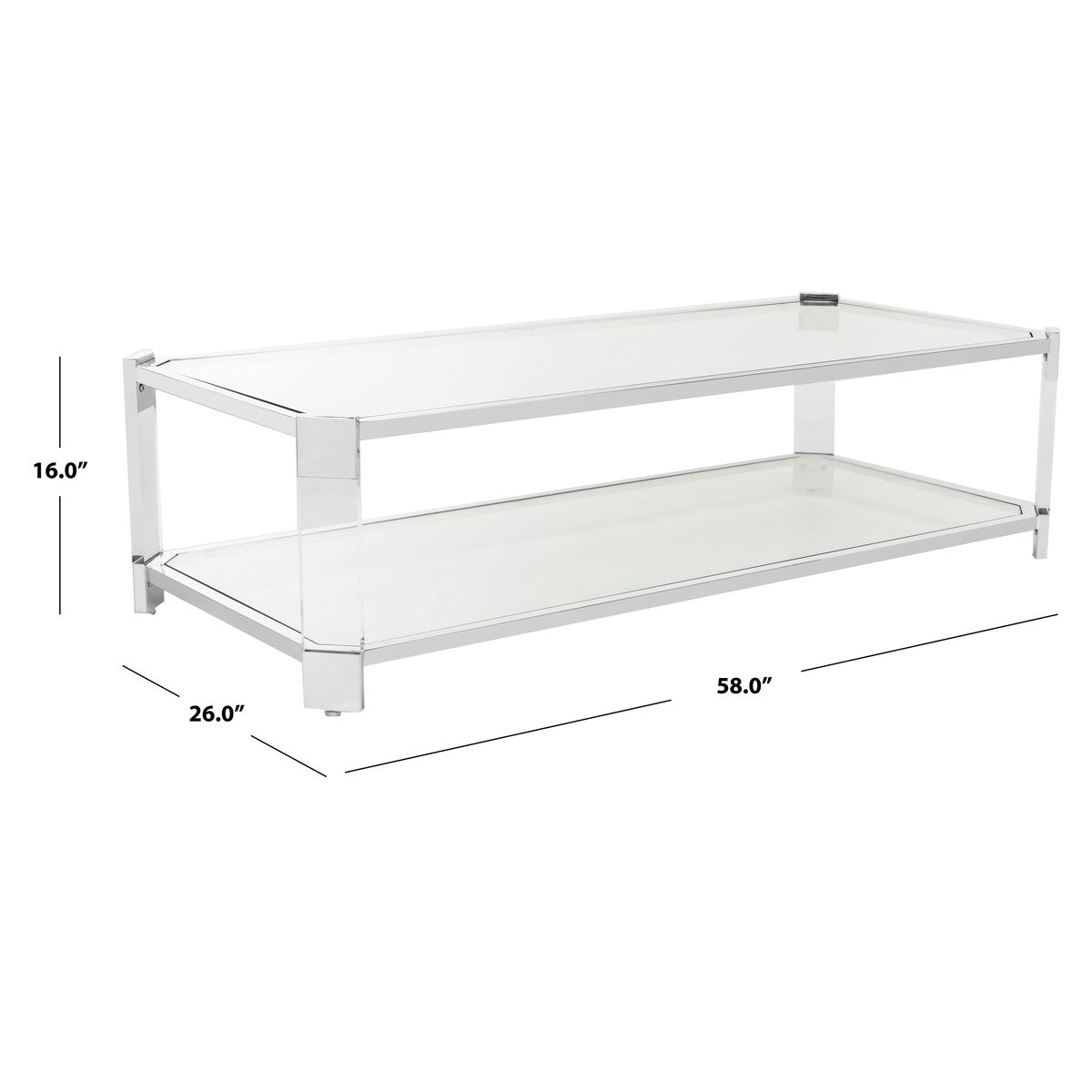 SAFAVIEH Couture Begoña Clear Glass Coffee Table - 58" W x 26" L x 16" H - 58Wx26Dx16H