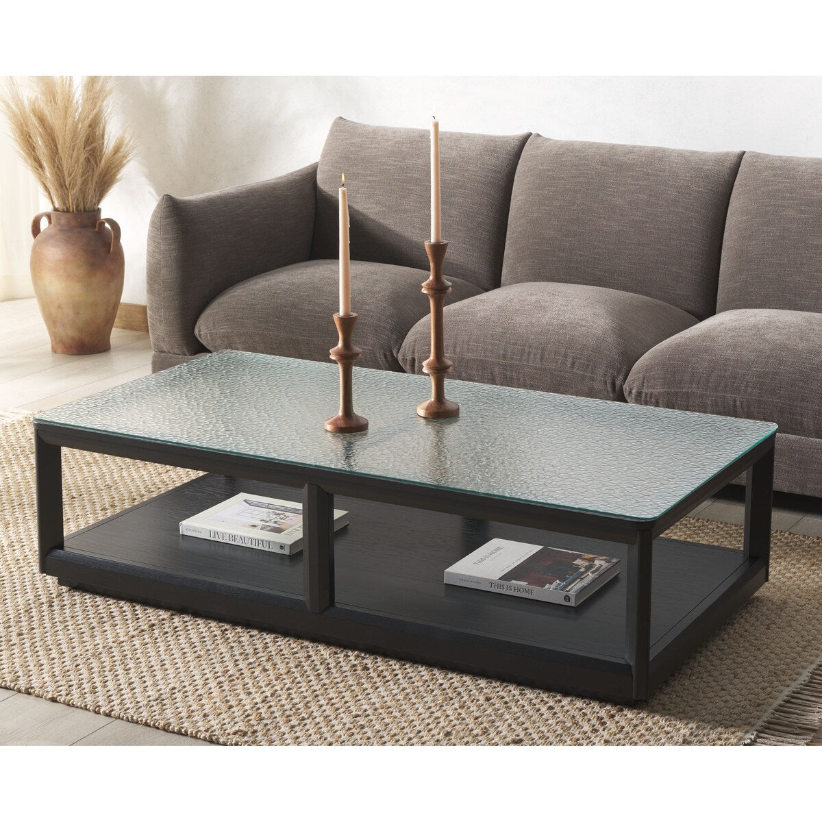 SAFAVIEH Couture Benecarlo Glass Top Coff Table - 55Wx28Dx15H