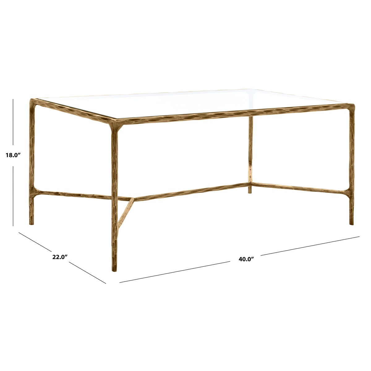 SAFAVIEH Couture Beril Rectangle Metal Coffee Table - 40 In. W x 22 In. D x 18 In. H - 40Wx22Dx18H