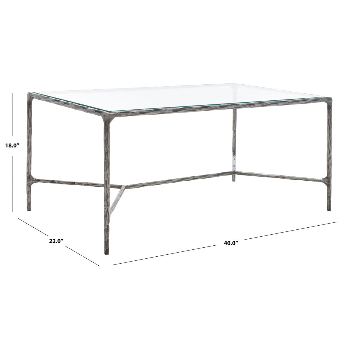 SAFAVIEH Couture Beril Rectangle Metal Coffee Table - 40 In. W x 22 In. D x 18 In. H - 40Wx22Dx18H