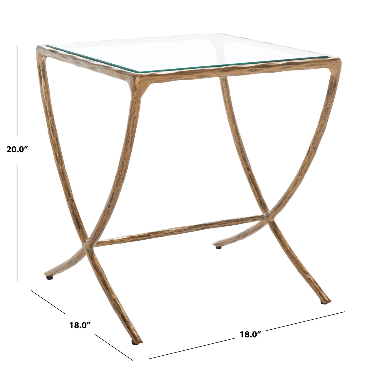 SAFAVIEH Couture Bessy Square Metal Accent Table - 18 In. W x 18 In. D x 20 In. H - 18Wx18Dx20H