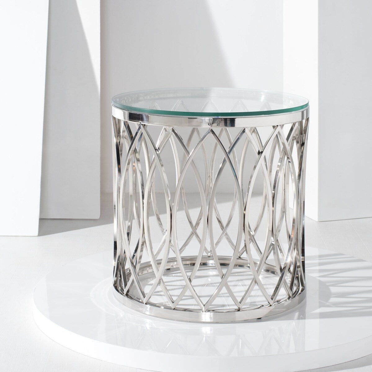 SAFAVIEH Couture Bethany Glass Top Chrome End Table - Silver - 20Wx20Dx20H