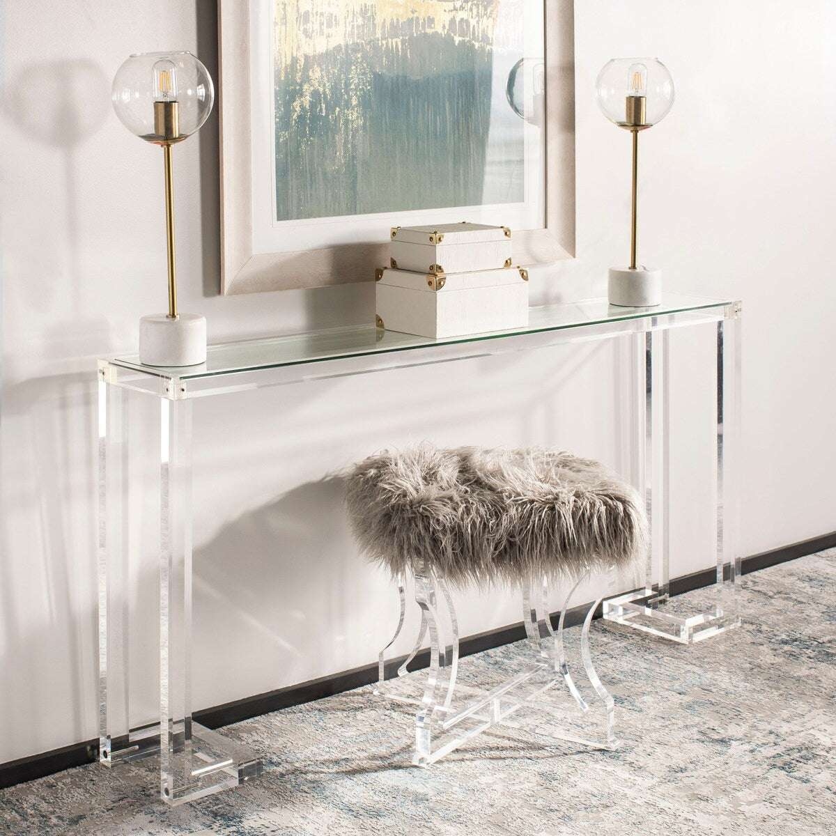 SAFAVIEH Couture Camryn Acrylic Console Table - Clear - 60" W x 10" L x 30" H - 52Wx10Dx30H