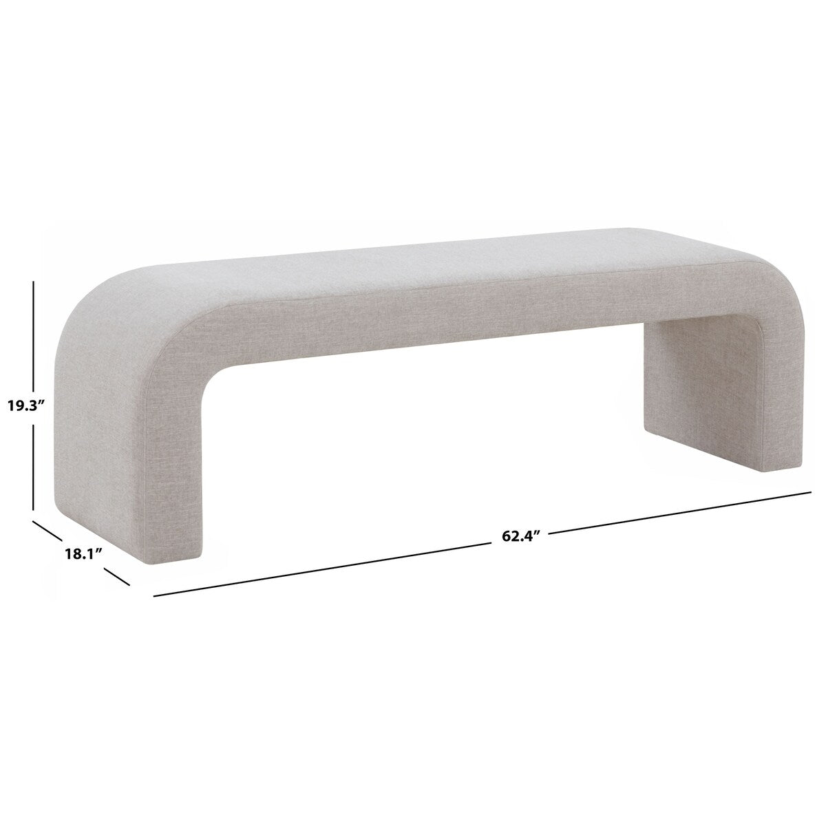 SAFAVIEH Couture Caralynn Upholstered Bench - 62Wx18Dx19H