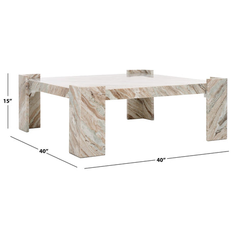 SAFAVIEH Couture Carinne Marble Square Coffee Table - 40 In. W x 40 In. D x 15 In. H - 40Wx40Dx15H