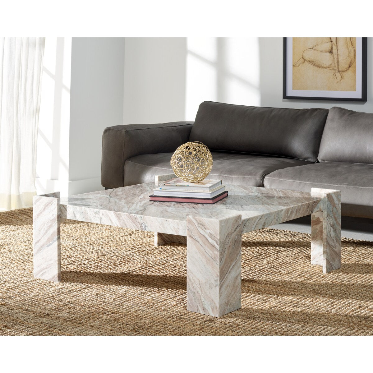 SAFAVIEH Couture Carinne Marble Square Coffee Table - 40 In. W x 40 In. D x 15 In. H - 40Wx40Dx15H