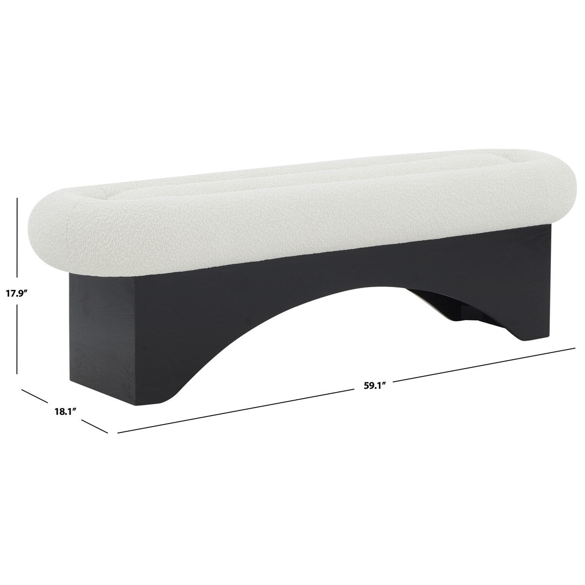 SAFAVIEH Couture Carsen Boucle And Wood Bench - 59Wx18Dx18H