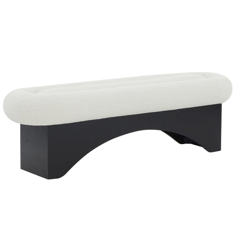 SAFAVIEH Couture Carsen Boucle And Wood Bench - 59Wx18Dx18H