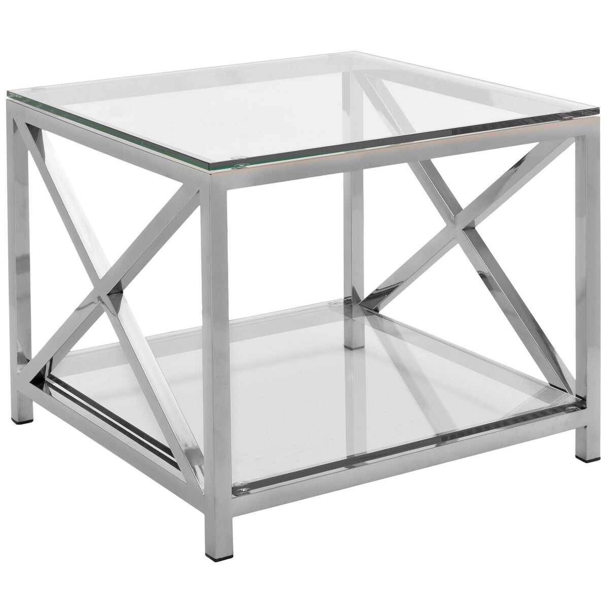 SAFAVIEH Couture Cathey Stainless Steel Chrome End Table - Silver - 24Wx24Dx20H