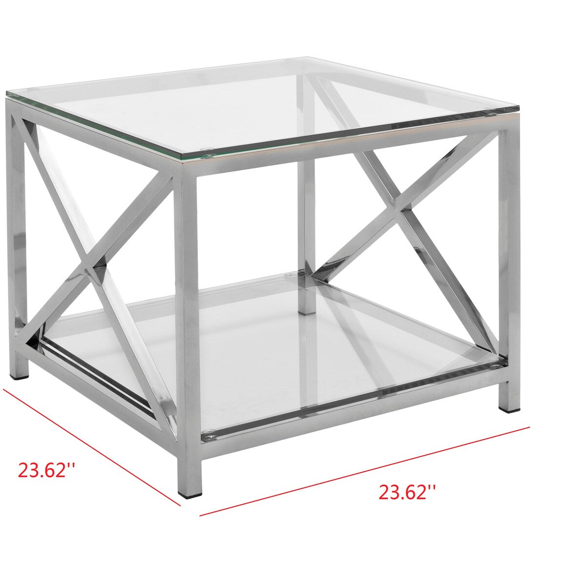 SAFAVIEH Couture Cathey Stainless Steel Chrome End Table - Silver - 24Wx24Dx20H