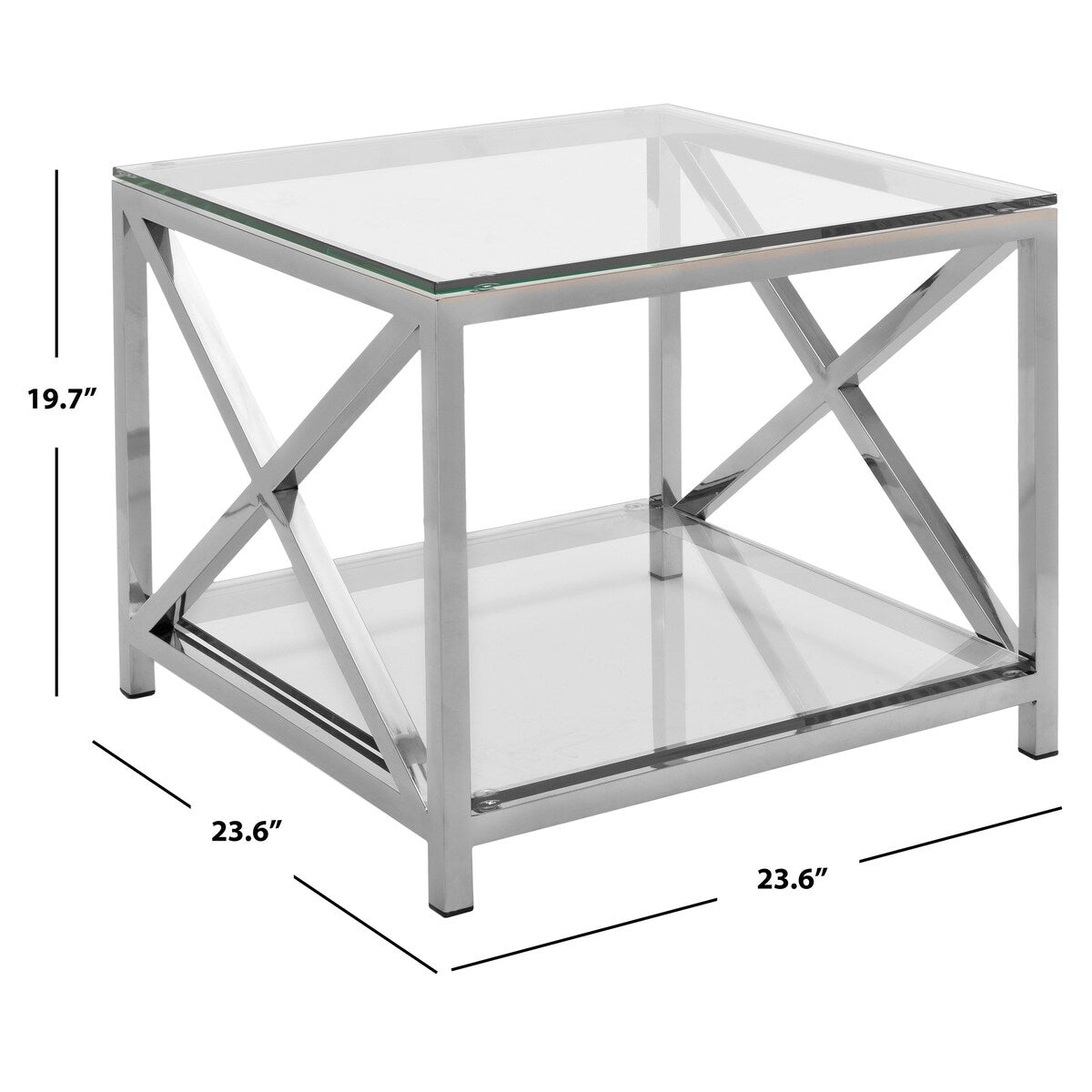 SAFAVIEH Couture Cathey Stainless Steel Chrome End Table - Silver - 24Wx24Dx20H