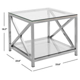 SAFAVIEH Couture Cathey Stainless Steel Chrome End Table - Silver - 24Wx24Dx20H