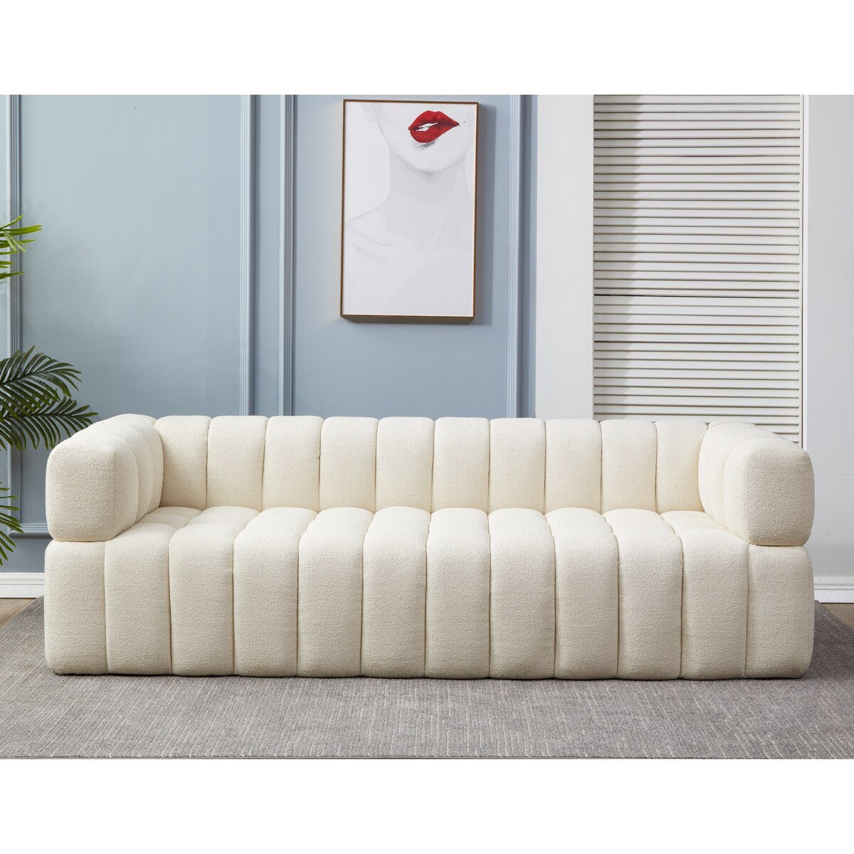 SAFAVIEH Couture Cecelia Channel Tufted Sofa (Fully Assembled) - 90Wx34Dx25H