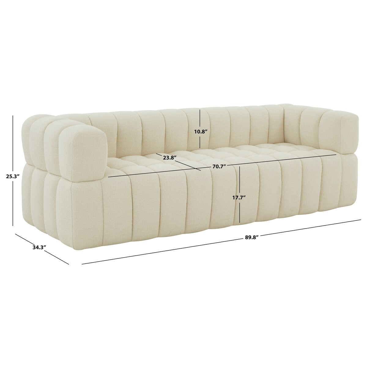 SAFAVIEH Couture Cecelia Channel Tufted Sofa (Fully Assembled) - 90Wx34Dx25H