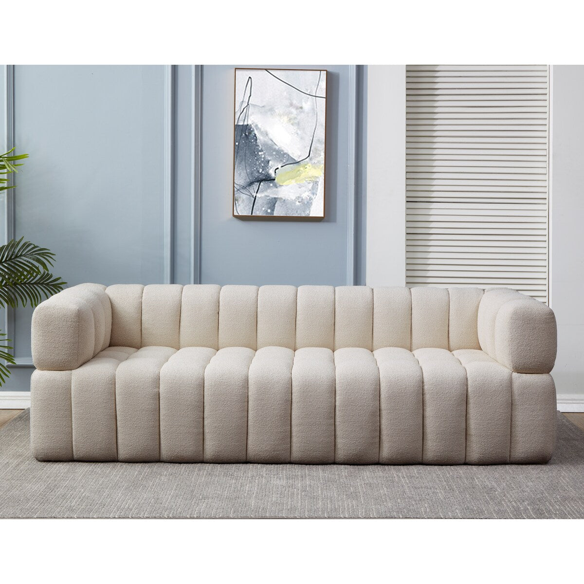 SAFAVIEH Couture Cecelia Channel Tufted Sofa (Fully Assembled) - 90Wx34Dx25H