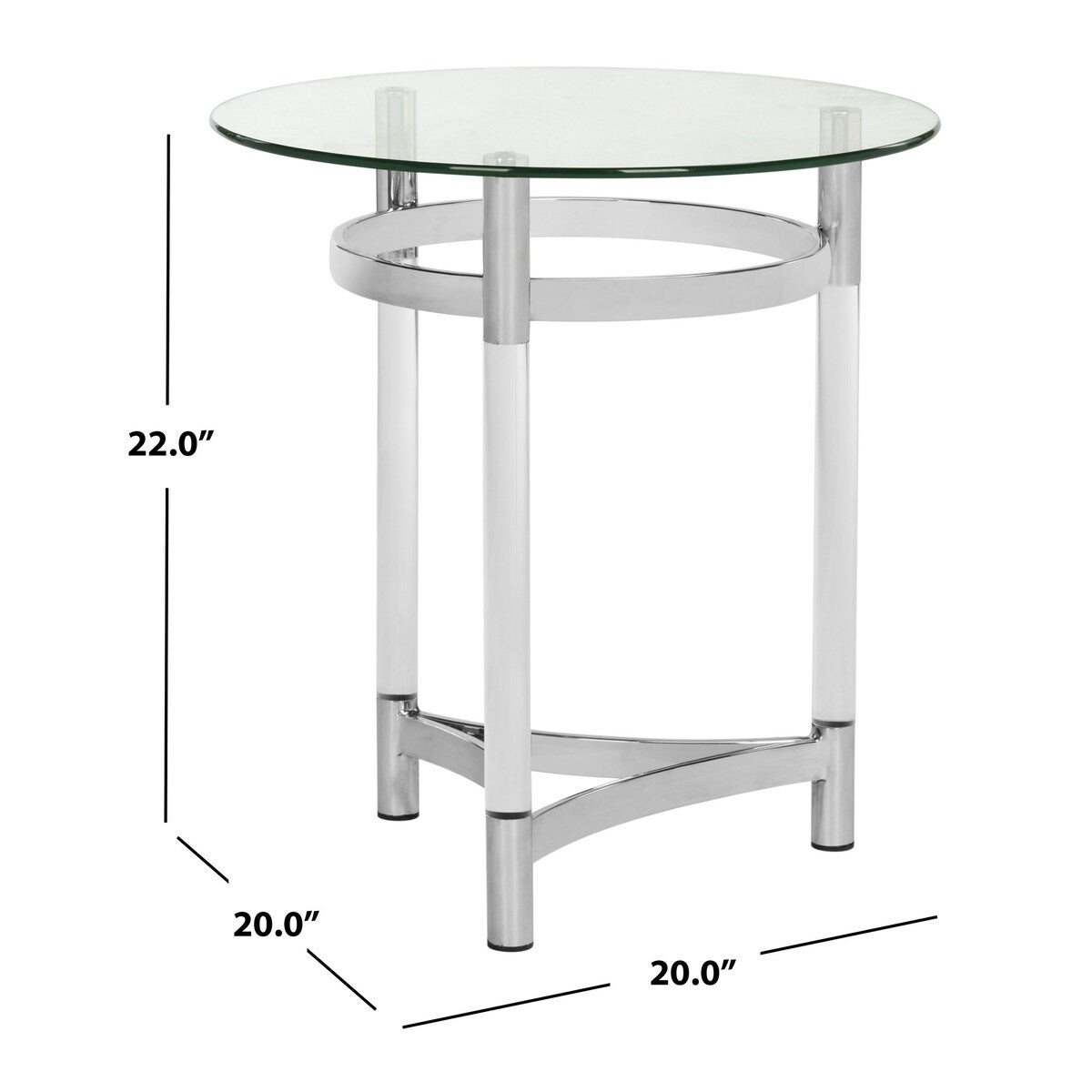 SAFAVIEH Couture Costina Round Glass End Table- Clear - 20" W x 20" L x 22" H - 20Wx20Dx22H