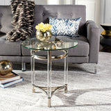 SAFAVIEH Couture Costina Round Glass End Table- Clear - 20" W x 20" L x 22" H - 20Wx20Dx22H