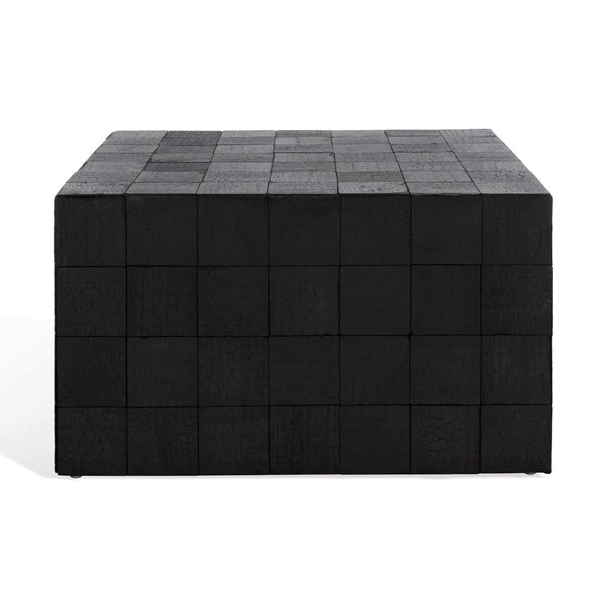 SAFAVIEH Couture Darya Charred Square Block Coffee Table - 30 In. W x 30 In. D x 16 In. H - 30Wx30Dx16H