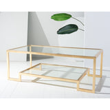 SAFAVIEH Couture Delila Rectangle Gold Leaf Coffee Table - 51.3" W x 27.5" L x 17.8" H - 51Wx28Dx18H