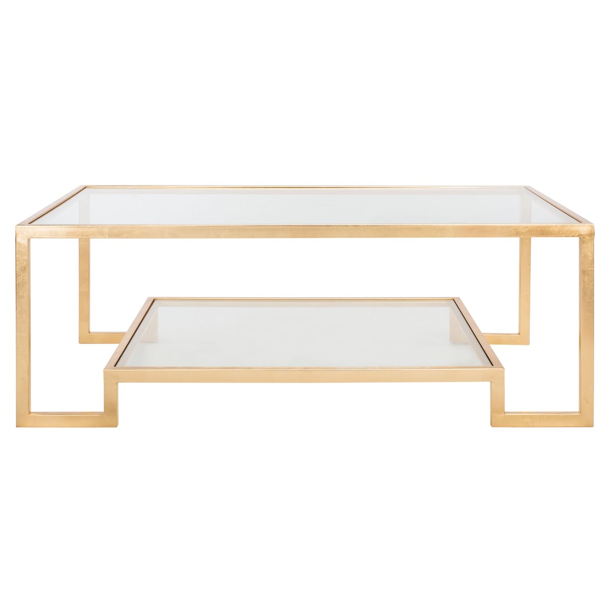 SAFAVIEH Couture Delila Rectangle Gold Leaf Coffee Table - 51.3" W x 27.5" L x 17.8" H - 51Wx28Dx18H